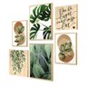 Kit 6 Quadros Decorativos Folhas Plantas Verdes Sala Frases - 2