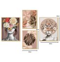 Ver imagem 3 de Kit 4 Quadros Decorativos Flores Mulher Surreal Rosa Quarto
