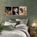 Ver imagem 4 de Kit 3 Quadros Decorativos Preto Sala Mulher Abstrato Flores