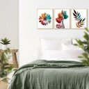 Ver imagem 4 de Kit Placas Quadros Decorativos 3 Peças Floral Colorido Flores com Moldura