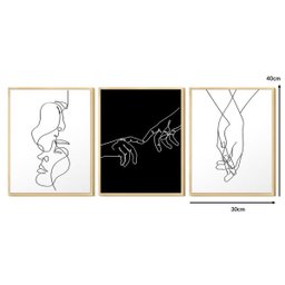 Kit 3 Quadros Decorativos Quarto Casal Love Sala Abstrato - 3