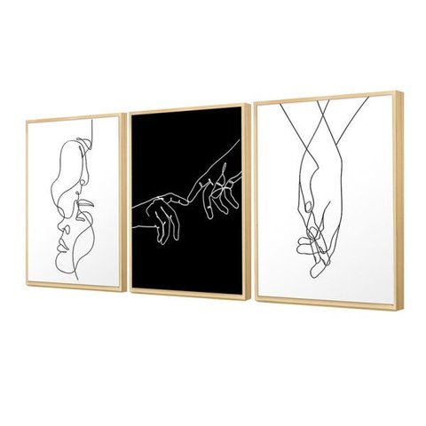Kit 3 Quadros Decorativos Quarto Casal Love Sala Abstrato