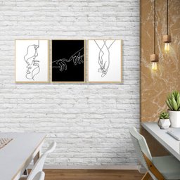 Kit 3 Quadros Decorativos Quarto Casal Love Sala Abstrato - 2
