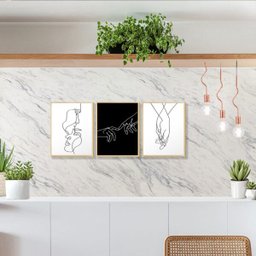Kit 3 Quadros Decorativos Quarto Casal Love Sala Abstrato - 4