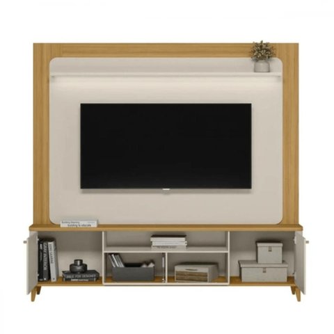 Estante Home para Tv até 70 Polegadas 3 Portas Munique Tauari e Off White 200cm