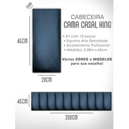 Kit 10 Cabeceiras de Cama Box Casal King Estofada Modulada 2,00mx45cm - 6