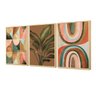 Kit 3 Quadros Decorativos Planta Geométrico Tons Marrom Sala - 1
