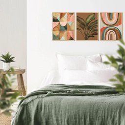 Kit 3 Quadros Decorativos Planta Geométrico Tons Marrom Sala - 2