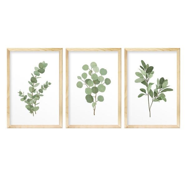 Kit 3 Quadros Decorativos Folhagem Verde Natureza Jardim Sala - 1