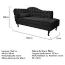 Ver imagem 4 de Kit Diva Recamier Juliana 160cm Lado Direito e 01 Poltrona Classic Suede Preto - Amarena Móveis
