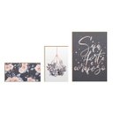 Ver imagem 1 de Kit 3 Quadros Decorativos Floral Planta Frase Geométrico Fé Rose Gold
