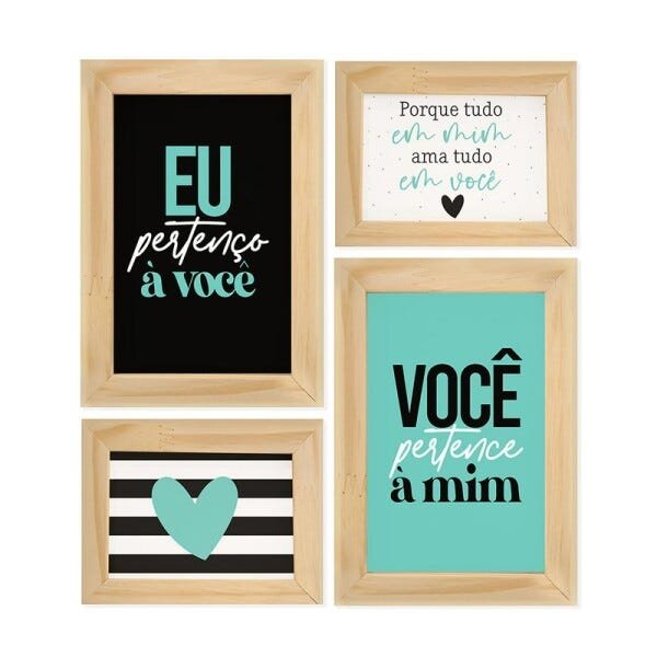 Kit 4 Quadros Decorativos Quarto Casal Namorado Conjunto Sala Amor - 1