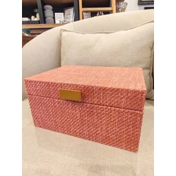 Caixa Retangular Madeira Tecido Rose 28x20x14cm - 1