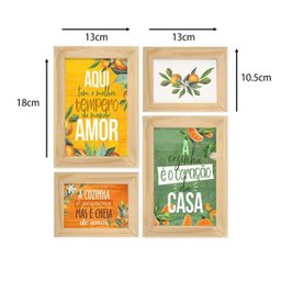 Kit 4 Quadros Decorativo Cozinha Tempero Colorido Frutas Folhas - 5