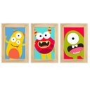 Ver imagem 1 de Kit 3 Quadros Decorativos Desenhos Infantil Criança Quarto Colorido com Moldura