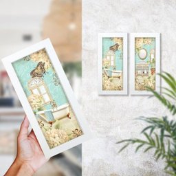 Dupla de Quadros Decorativos Banheiro Lavabo Toalete Flores Tons - 2