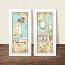 Ver imagem 4 de Dupla de Quadros Decorativos Banheiro Lavabo Toalete Flores Tons