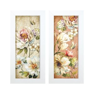 Dupla de Quadros Decorativos Flores Jardim Rosas Quarto Sala Tons