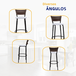 Kit 4 Banquetas para Cozinha Banco Alto Junco Argila Balcão Ilha Bancada Bares Piscina Área Gourmet - 4