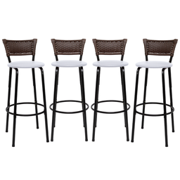 Kit 4 Banquetas para Cozinha Banco Alto Junco Argila Balcão Ilha Bancada Bares Piscina Área Gourmet - 1