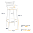 Ver imagem 2 de Kit 4 Banquetas para Cozinha Banco Alto Junco Argila Balcão Ilha Bancada Bares Piscina Área Gourmet