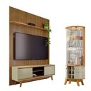 Ver imagem 1 de Estante Home Theater com Bancada Suspensa Milo com Cristaleira Marina Cumaru Opala - Madetec