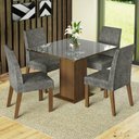 Ver imagem 1 de Conjunto Sala de Jantar Mesa Tampo de Vidro 4 Cadeiras Rustic/cinza/silver Anne Madesa