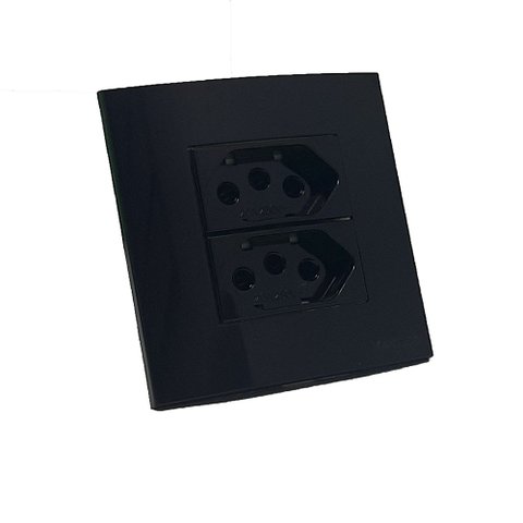 Mini Espelho 2 Tomadas 20A para Moveis Embutir Margirius SLEEK 80X80 Preto