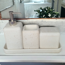 Kit Lavabo de Cimento Bege com 4 Peças - 2