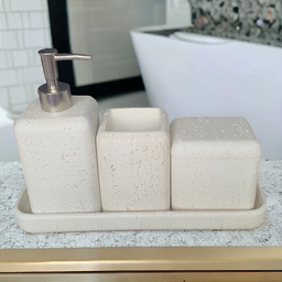 Kit Lavabo de Cimento Bege com 4 Peças - 7