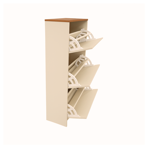 Sapateira com 3 Portas Guarda Sapato Organizador Off White
