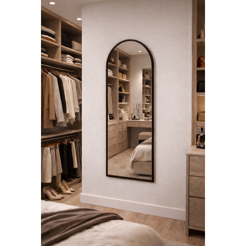 Espelho Decorativo com Couro Café 100x35cm Sofisticada para Ambientes Refinados
