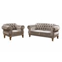Ver imagem 1 de Conjunto Namoradeira + Poltrona Duquesa Chesterfield - Veludo Capuccino
