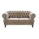 Ver imagem 2 de Conjunto Namoradeira + Poltrona Duquesa Chesterfield - Veludo Capuccino