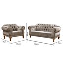 Ver imagem 3 de Conjunto Namoradeira + Poltrona Duquesa Chesterfield - Veludo Capuccino