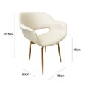 Ver imagem 4 de Poltrona Decorativa para Sala de Estar Eduarda Cor Off White Base Aço Cor Dourado Fosco Giratória Po