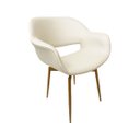 Ver imagem 1 de Poltrona Decorativa para Sala de Estar Eduarda Cor Off White Base Aço Cor Dourado Fosco Giratória Po