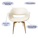 Ver imagem 2 de Poltrona Decorativa para Sala de Estar Eduarda Cor Off White Base Aço Cor Dourado Fosco Giratória Po