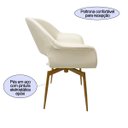 Ver imagem 3 de Poltrona Decorativa para Sala de Estar Eduarda Cor Off White Base Aço Cor Dourado Fosco Giratória Po