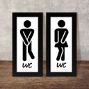 Ver imagem 4 de Dupla de Quadros Decorativos Sinalização Banheiro Placa WC Preto e Branco