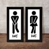 Dupla de Quadros Decorativos Sinalização Banheiro Placa WC Preto e Branco - 4