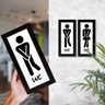Dupla de Quadros Decorativos Sinalização Banheiro Placa WC Preto e Branco - 2