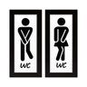Dupla de Quadros Decorativos Sinalização Banheiro Placa WC Preto e Branco - 1