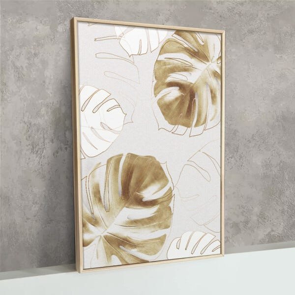 Quadro Decorativo 30x40 Folhas Dourado Moderno Sala Quarto Hall - 4