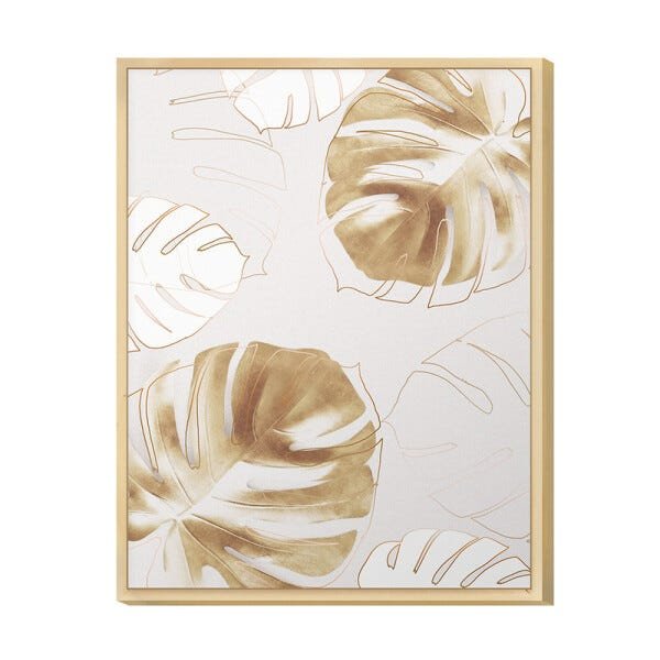 Quadro Decorativo 30x40 Folhas Dourado Moderno Sala Quarto Hall - 1