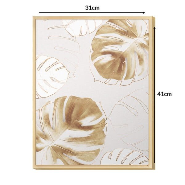 Quadro Decorativo 30x40 Folhas Dourado Moderno Sala Quarto Hall - 3