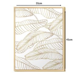 Quadro Decorativo Folhas Moderno para Sala Quarto Dourado Gold com Moldura - 3
