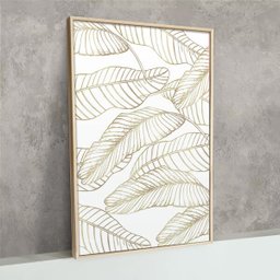 Quadro Decorativo Folhas Moderno para Sala Quarto Dourado Gold com Moldura - 4