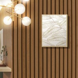 Quadro Decorativo Folhas Moderno para Sala Quarto Dourado Gold com Moldura - 2