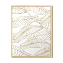 Ver imagem 1 de Quadro Decorativo Folhas Moderno para Sala Quarto Dourado Gold com Moldura